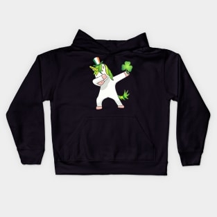 St Patricks Day Girls Dabbing Unicorn Leprechaun Lepricorn Kids Hoodie